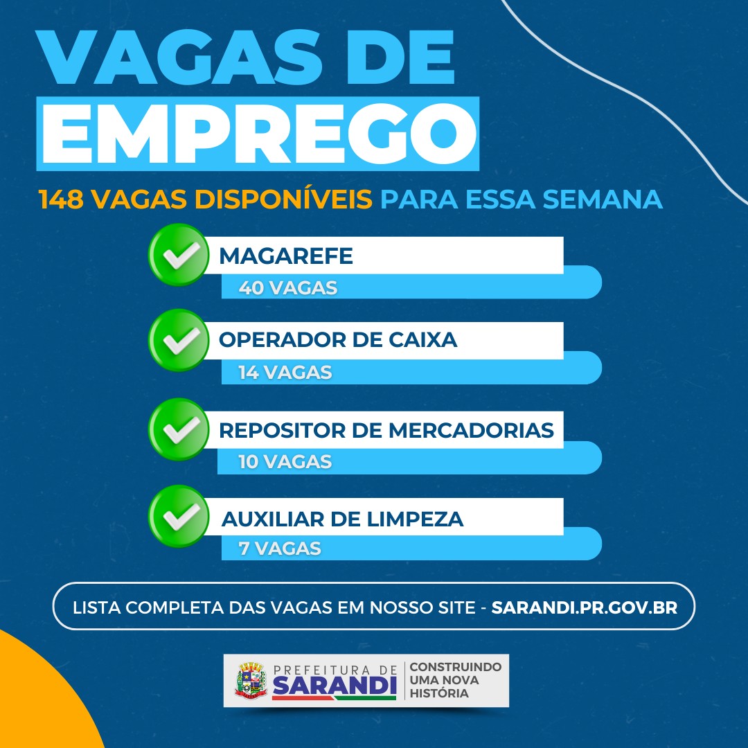 Agência do trabalhador de Sarandi inicia semana oferecendo 148 vagas de emprego