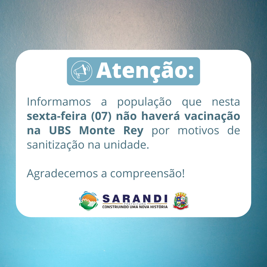 Comunicado vacinação UBS Monte Rey