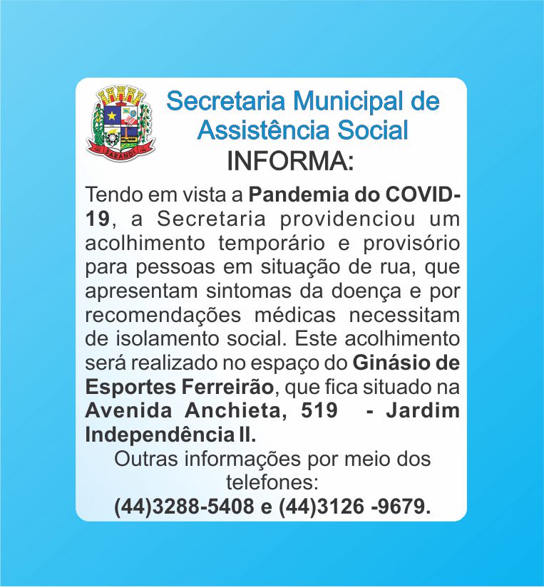 Secretaria Municipal de Assistência Social Informa