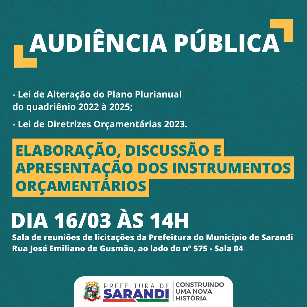 Audiência Pública para PPA e PLDO