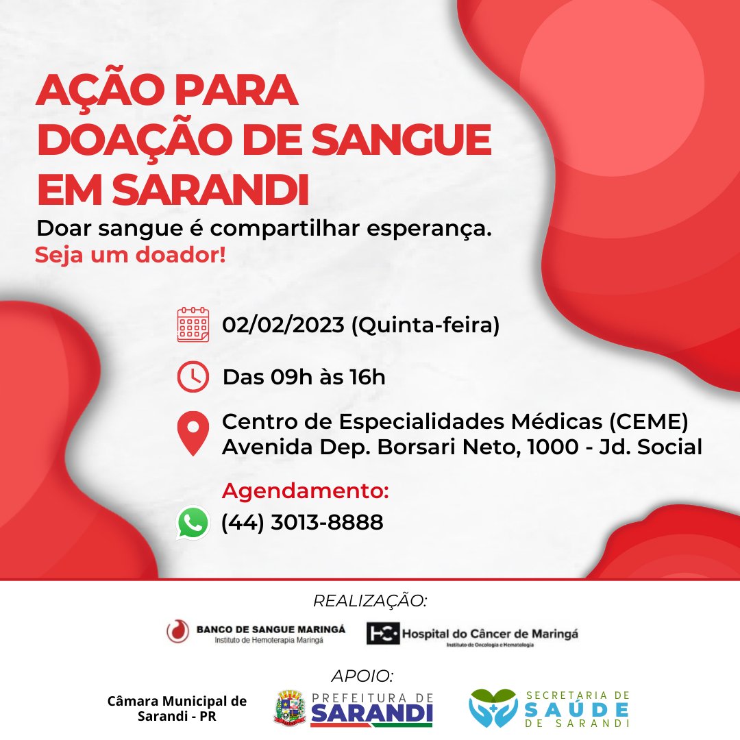 Dia de Campanha de Doação de Sangue - 02.02.2023