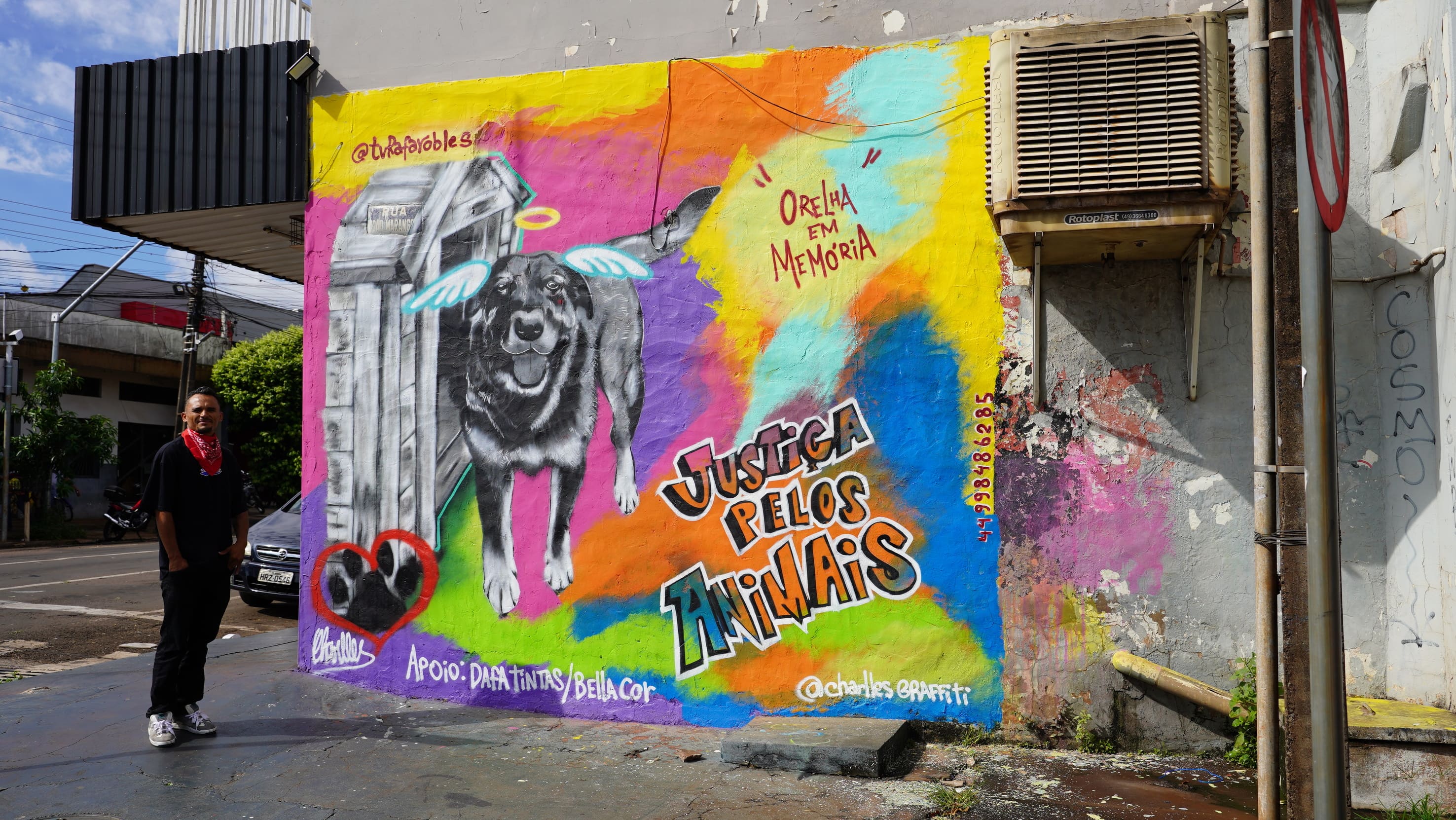 Arte urbana que conscientiza: grafite em Sarandi transforma protesto em mensagem contra maus-tratos animais