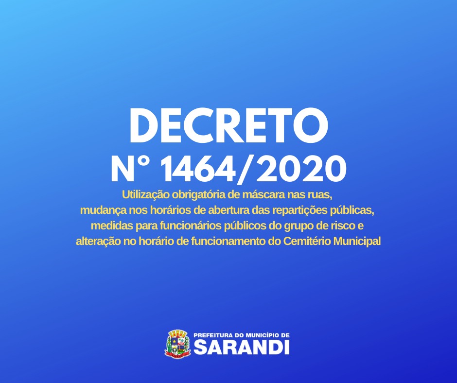 Decreto Municipal determina uso obrigatório de máscaras em Sarandi entre outras medidas