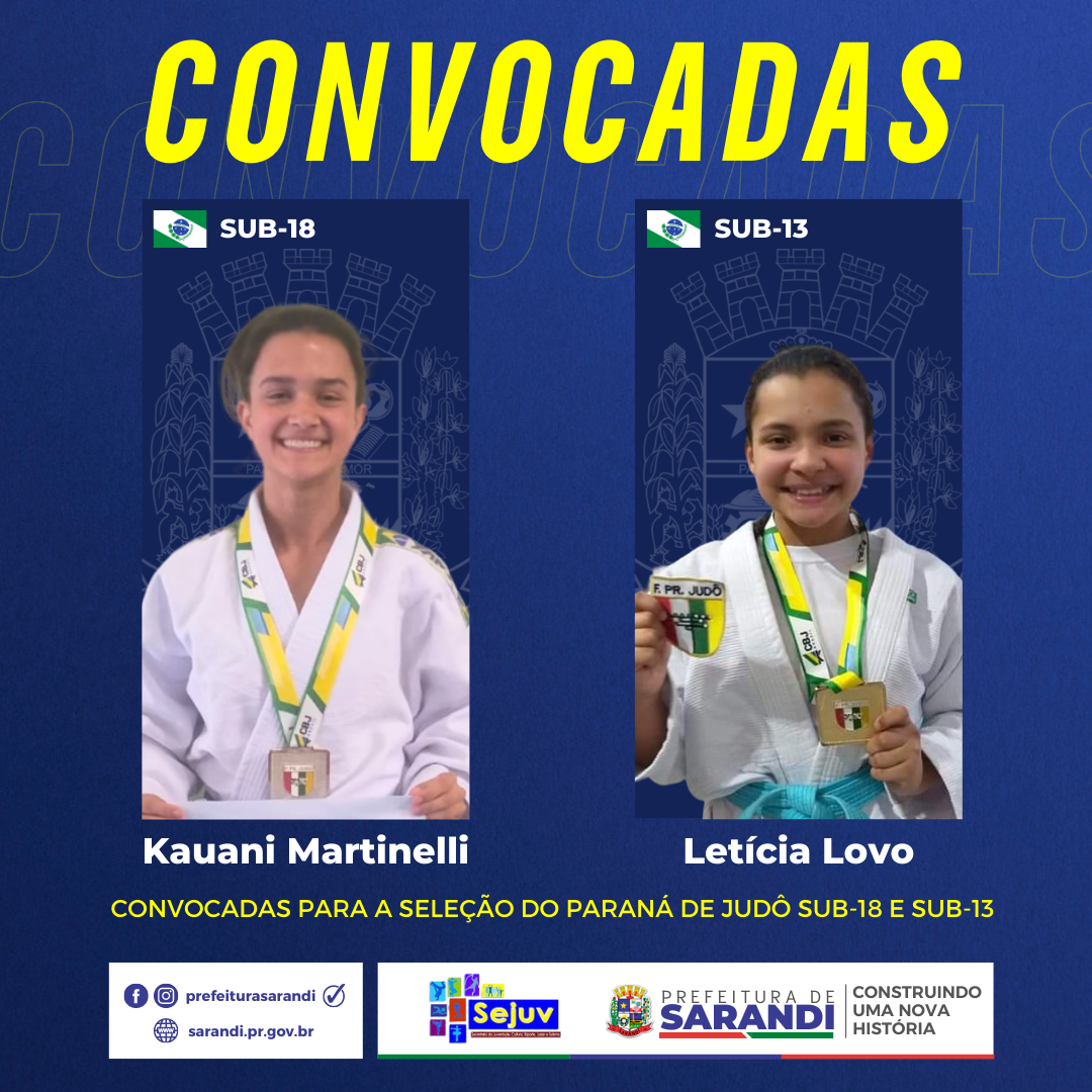 Atletas Sarandienses são convocadas para Seleção Paranaense de Judô