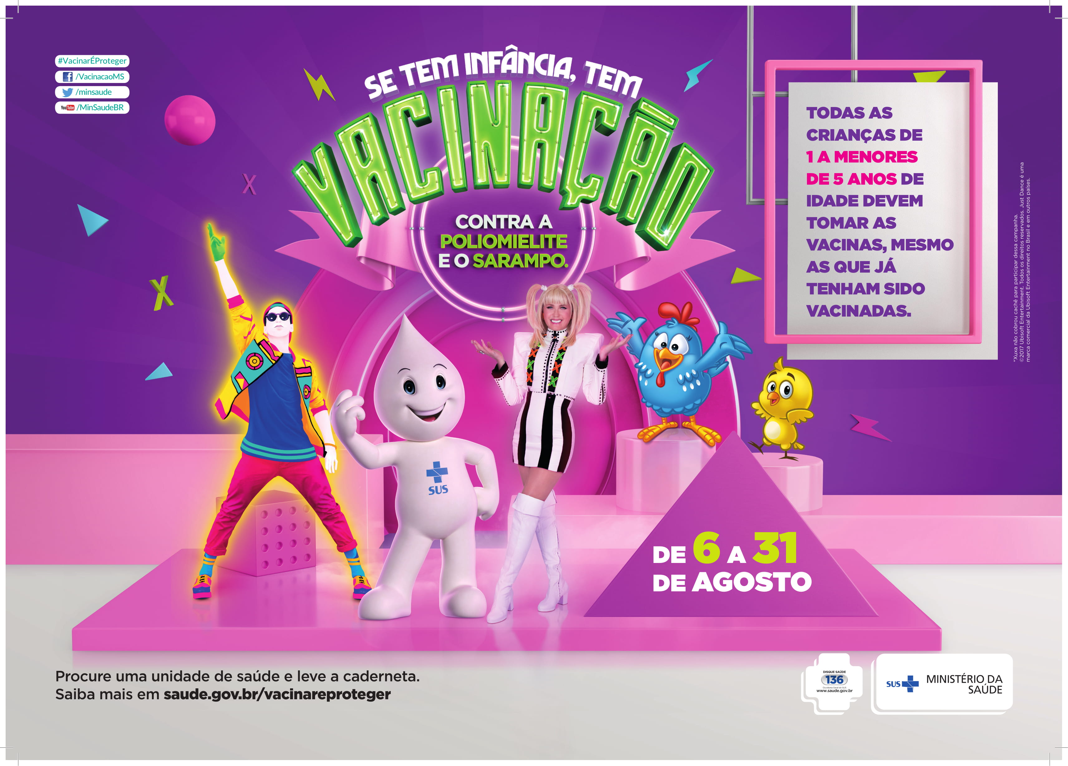 Campanha de Vacinação contra Poliomelite e o Sarampo segue até o dia 31 de agosto